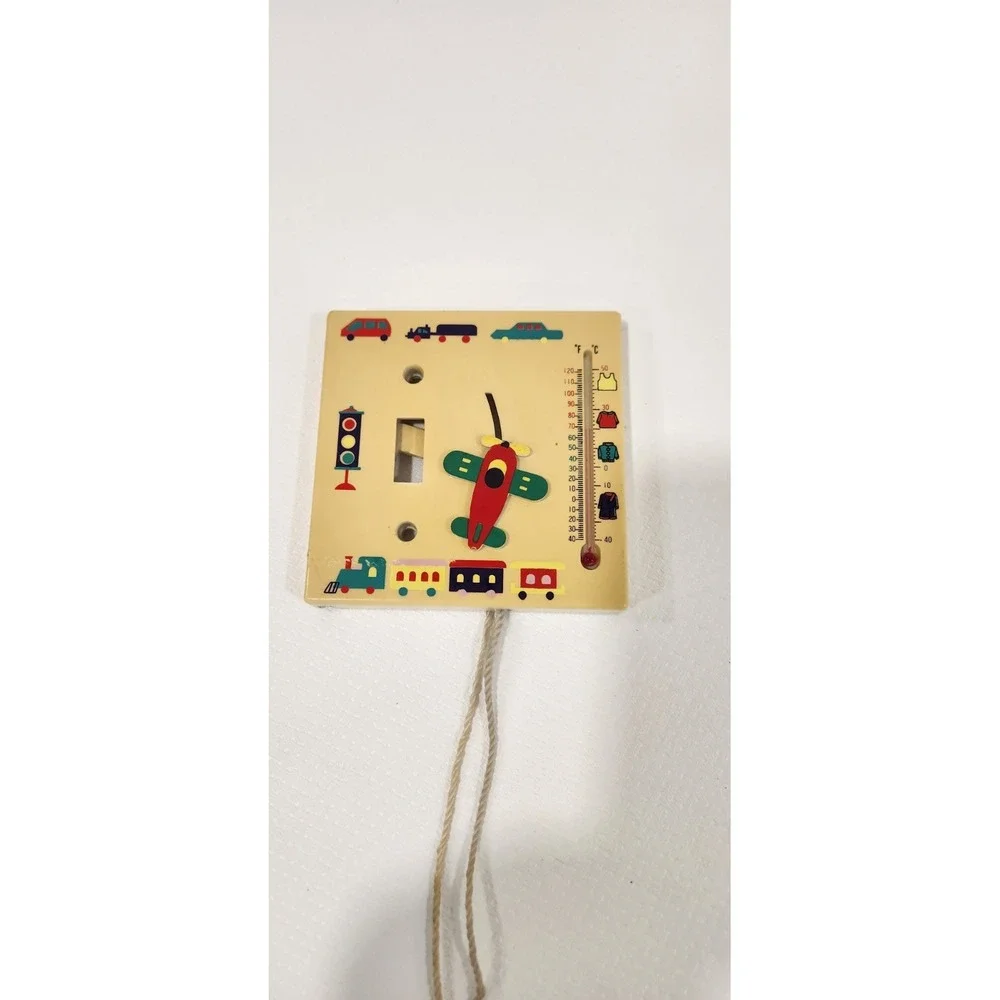 Vintage Termomete Yellow Plain/Train‎ Nursery  Switch Plate With Pull Strings